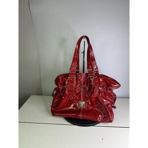 Dooney & Bourke Chiara Bag Purse Vintage Red Patent Leather Drawstring Satchel